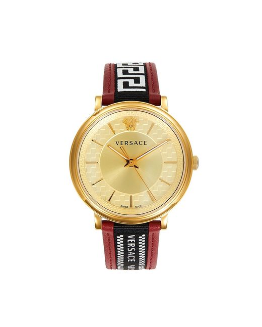 Versace 42MM Leather Stainless Steel Analog Watch
