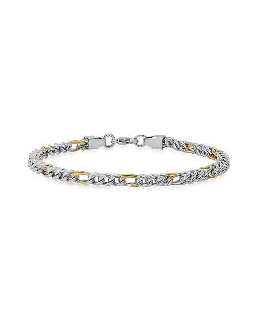 Anthony Jacobs Two-Tone Stainless Steel 18K Plated Figaro Chain Bracelet