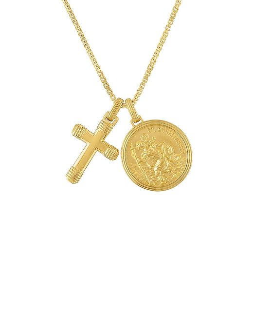 Esquire Men's Jewelry 14K Goldplated Sterling St. Christopher Pendant Necklace