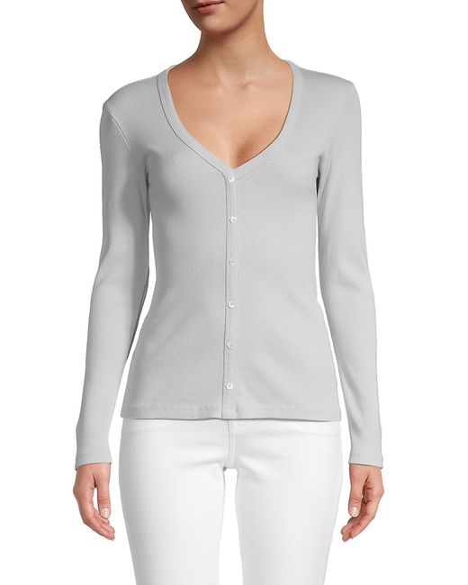James Perse Ribbed Button-Front Top 2 M