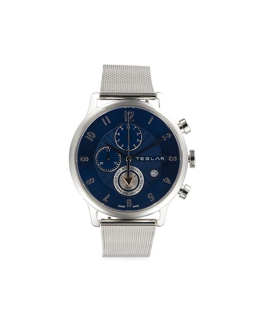 Teslar 42MM Stainless Steel Chronograph Mesh Bracelet Watch