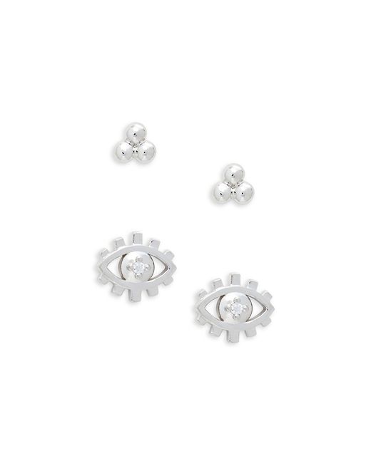 Adriana Orsini 2-Piece Cubic Zirconia Silvertone Stud Earrings