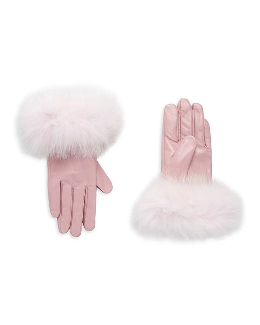 La Fiorentina Fox Fur-Trim Leather Gloves
