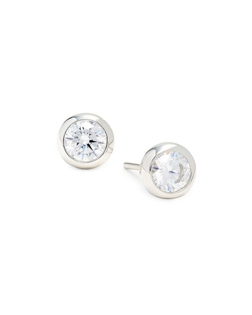 Lafonn Platinum-Bonded Sterling 0.9 Simulated Diamond Bezel Stud Earrings