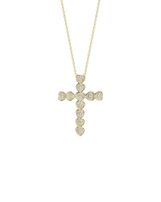 Chloe & Madison 14K Goldplated Sterling Cubic Zirconia Religious Cross Pendant Necklace