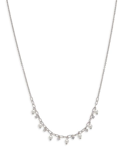 Adriana Orsini Rhodium-Plated Faux Pearls Cubic Zirconia Necklace