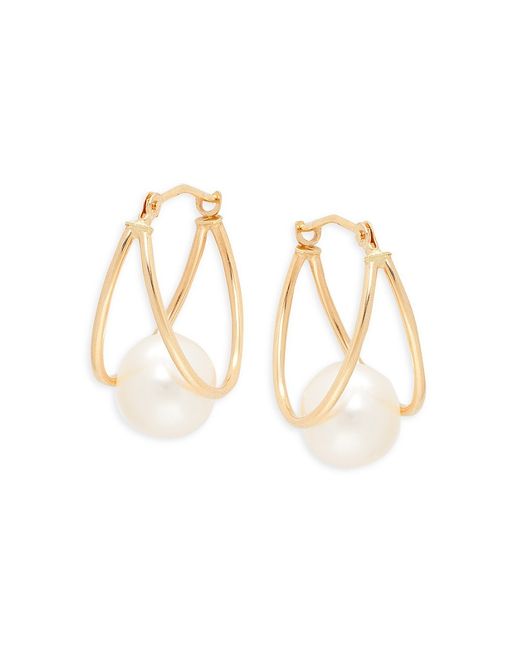 Saks Fifth Avenue 14K Freshwater Pearl Hoop Earrings