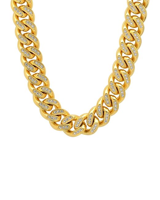 Anthony Jacobs 18K Goldplated Stainless Steel Simulated Diamonds Cuban Link Necklace