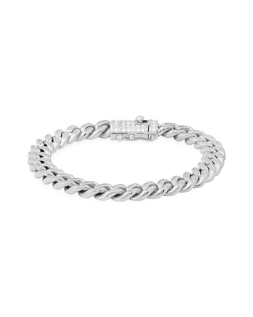 Anthony Jacobs Stainless Steel Simulated Diamond Cuban-Link Chain Bracelet