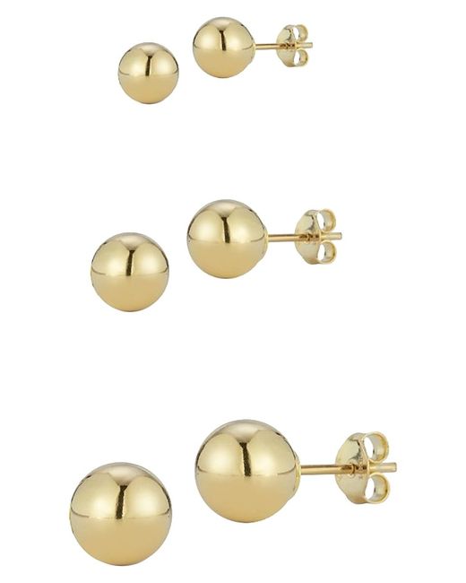 Chloe & Madison 3-Pair 14K Goldplated Sterling Polished Ball Stud Earring Set