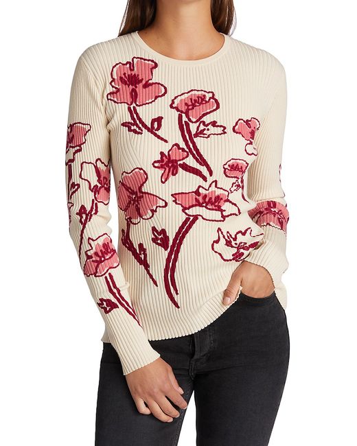 Tanya Taylor Carina Rib Knit Floral Sweater