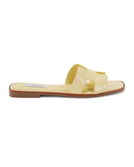 Steven New York Hunnie Croc-Embossed Slides Sandals