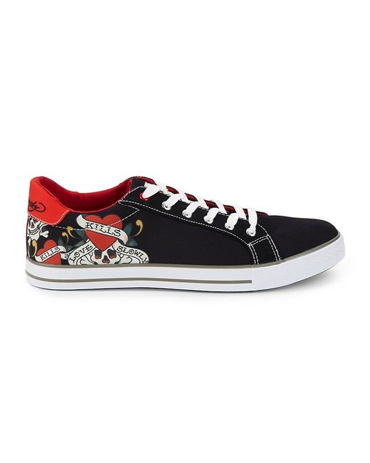 Ed Hardy Thread Graphic Canvas Sneakers