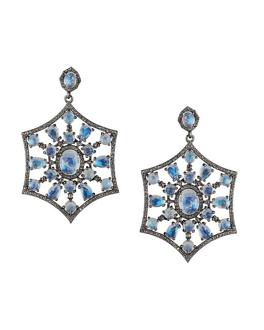 Banji Jewelry Sterling Labradorite Diamond Drop Earrings