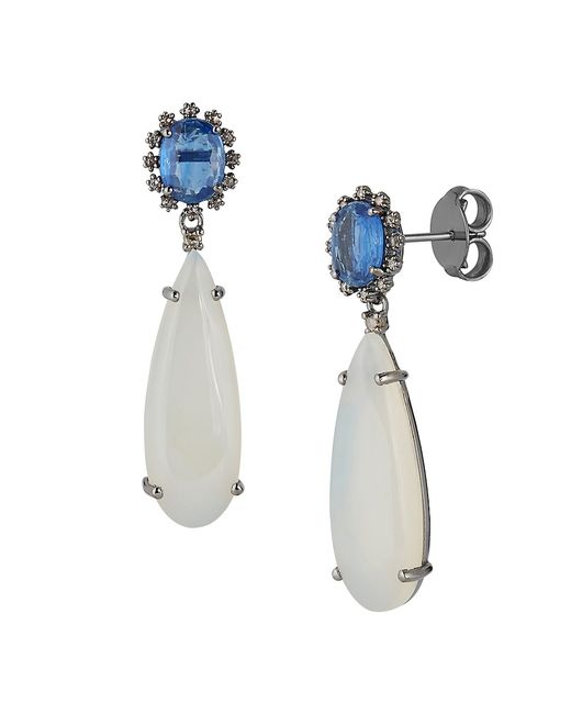 Banji Jewelry Rhodium-Plated Sterling Silver Multi-Stone Drop Earrings