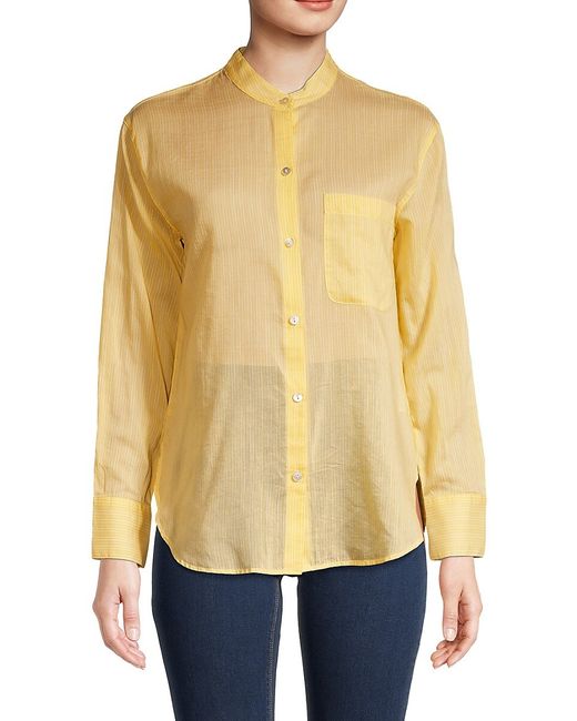 Vince Pinstripe Silk-Blend Button-Down Shirt