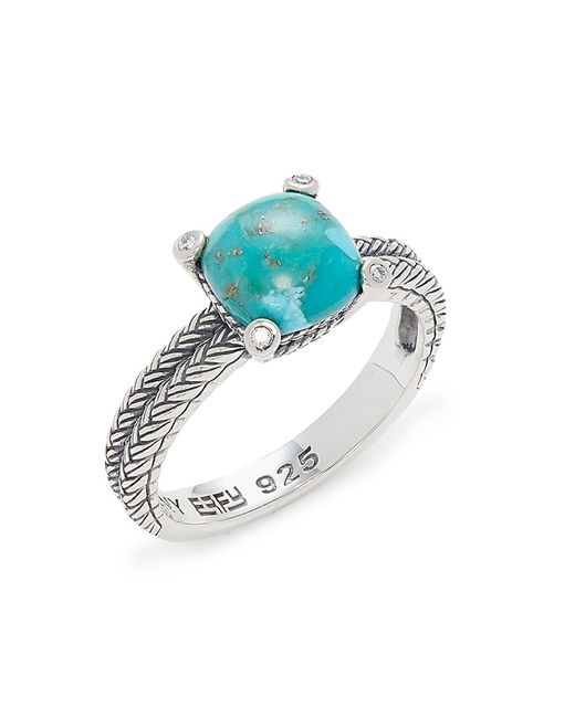 Effy ENY Sterling Diamond Turquoise Ring