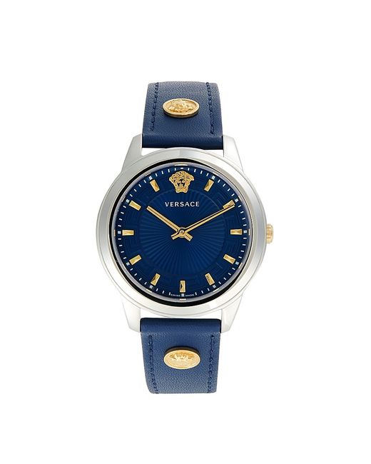 Versace 38MM Stainless Steel Leather Strap Watch