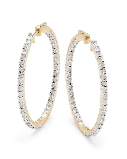 Effy ENY 14K Goldplated Sterling 0.46 TCW Diamond Hoop Earrings