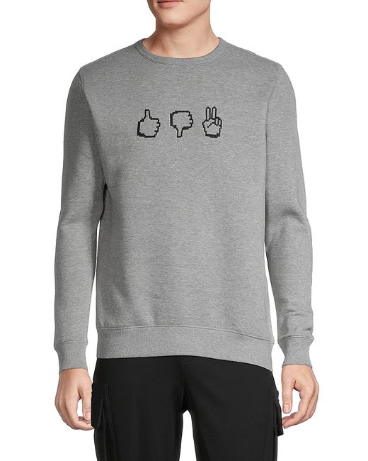 French Connection Embroidered Pixel Emoji Fleece Sweatshirt