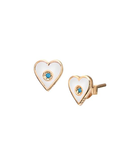 Gabi Rielle Love In Bloom 14K Goldplated Sterling Turquoise Heart Stud Earrings