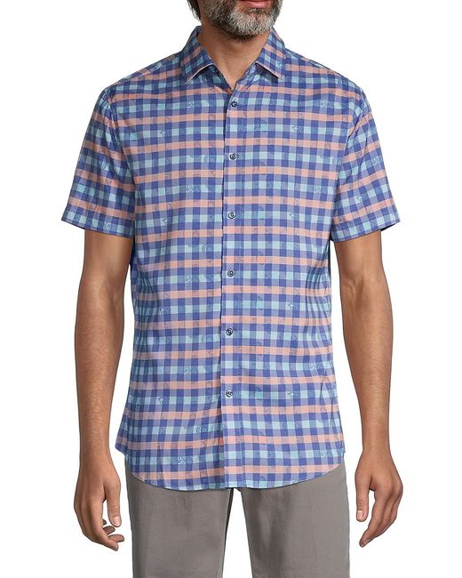 Save The Ocean Gingham Paisley Button-Down Shirt