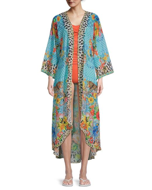 Ranee's Mixed-Print Kimono Coverup