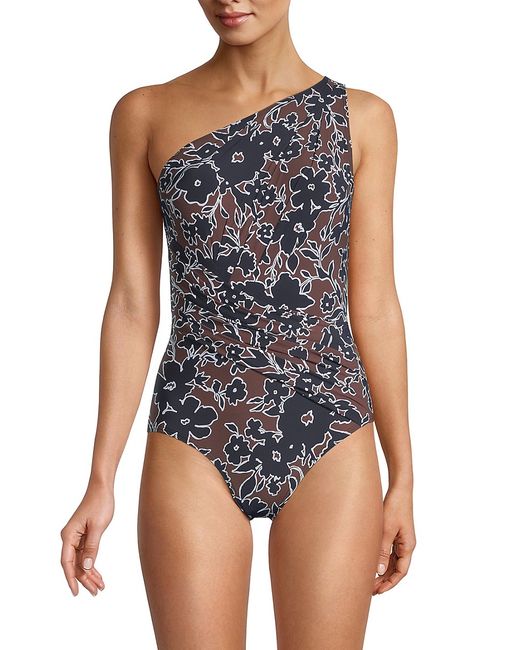 Michael Kors Collection Floral-Print One-Shoulder One-Piece Swimsuit