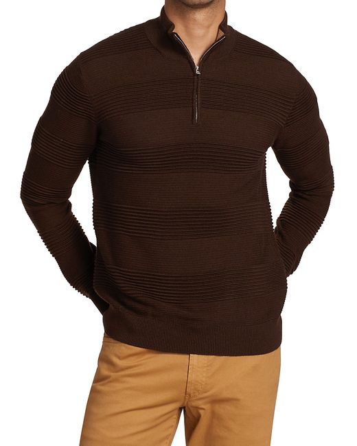 Saks Fifth Avenue COLLECTION Varigated Quarter-Zip Sweater
