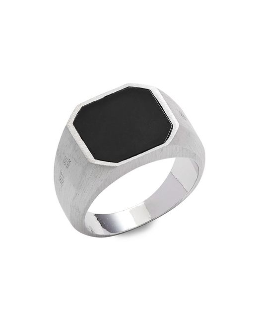 Tateossian Sterling Onyx Signet Ring