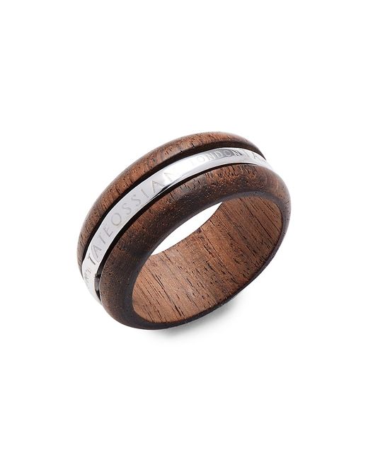 Tateossian Sterling Ebony Wood Band Ring
