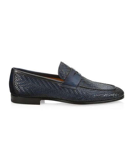 Saks Fifth Avenue COLLECTION BY MAGNANNI Basket Weave Leather Penny Loafers