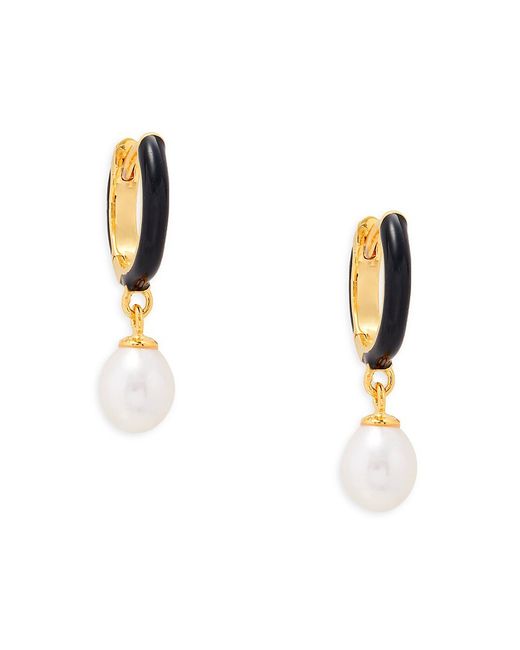 Saks Fifth Avenue Goldtone 6-8MM Freshwater Pearl Hoop-Drop Earrings