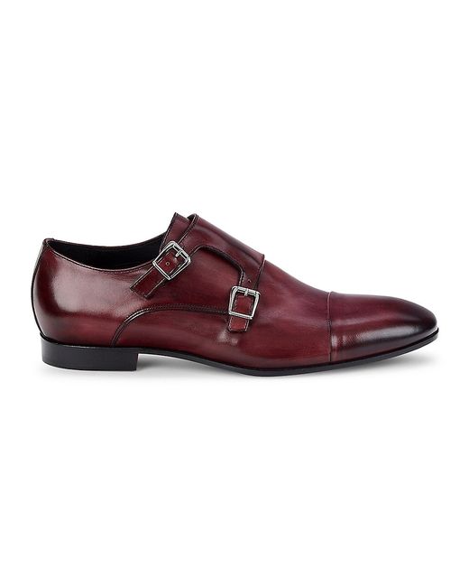 Massimo Matteo Leather Double Monk-Strap Shoes