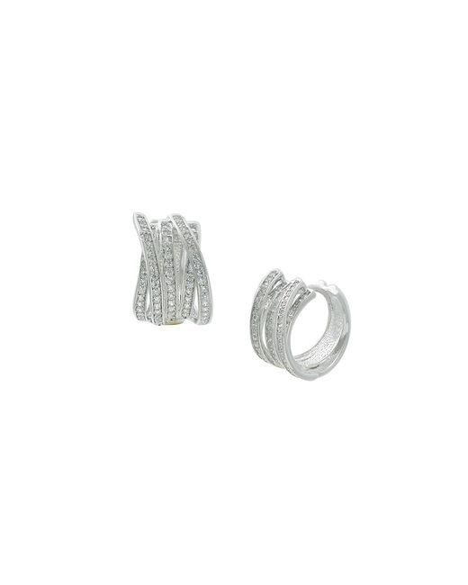Jan-Kou Rhodium-Plated Cubic Zirconia Huggie Earrings