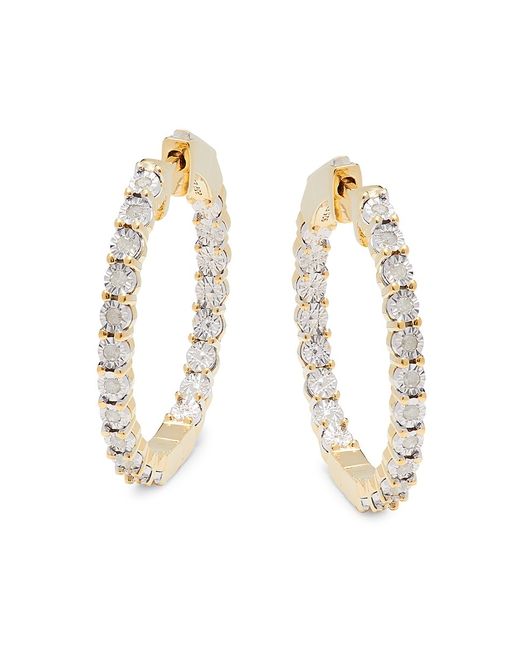 Effy ENY 14K Goldplated Sterling 0.21 TCW Diamond Hoop Earrings