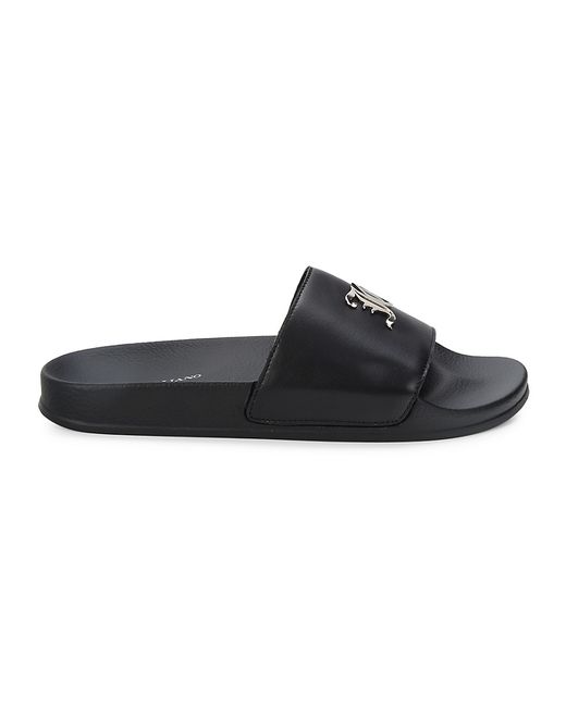 John Galliano Logo Leather Slides Sandals