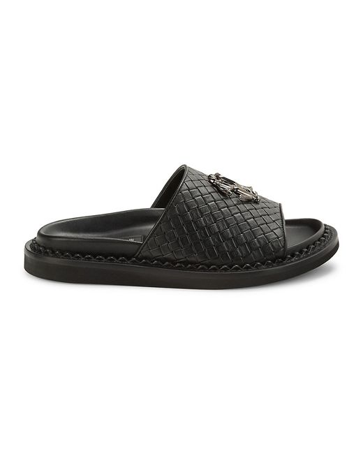 Roberto Cavalli Woven Leather Slides Sandals