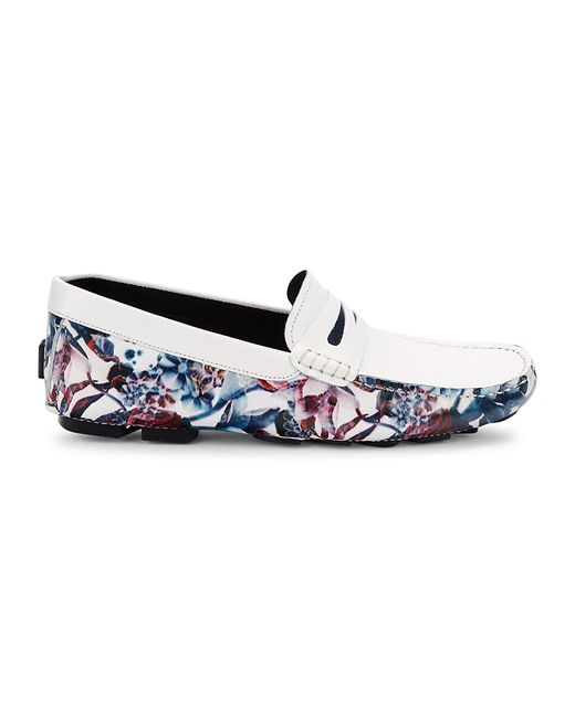 Robert Graham Stormy Floral Leather Penny Loafers
