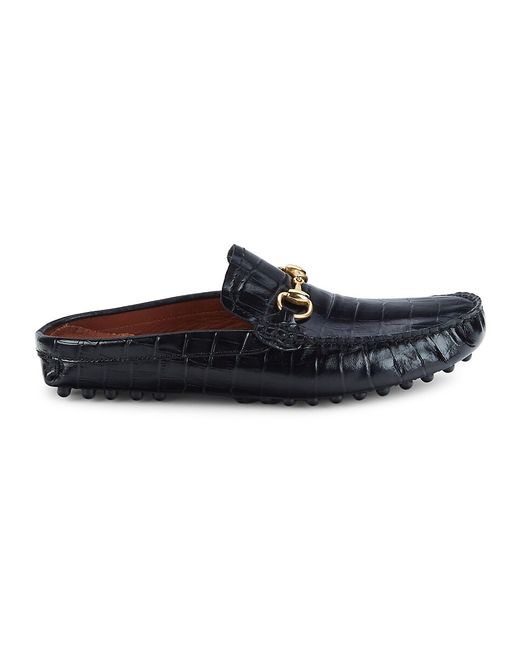 Saks Fifth Avenue Croc-Embossed Leather Driving Mule Loafers