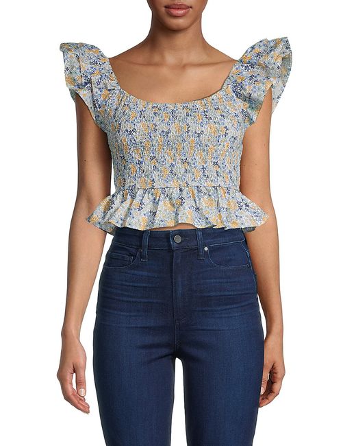 Jacquie The Label Floral Smocked Crop Top
