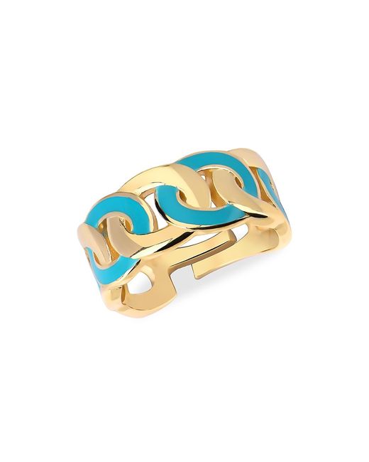 Gabi Rielle 14K Gold Vermeil Sterling Turquoise French Enamel Adjustable Ring