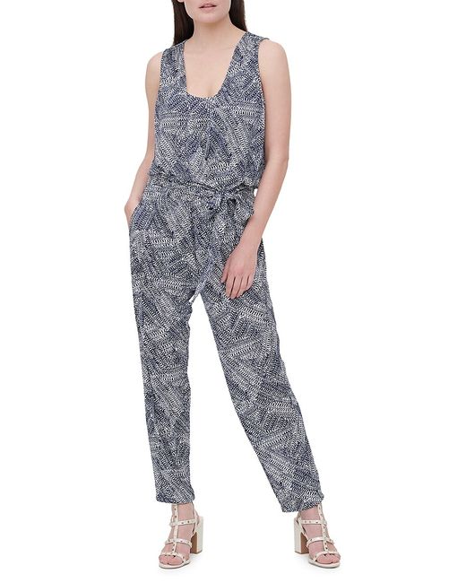 Dkny Printed Belted Jumpsuit