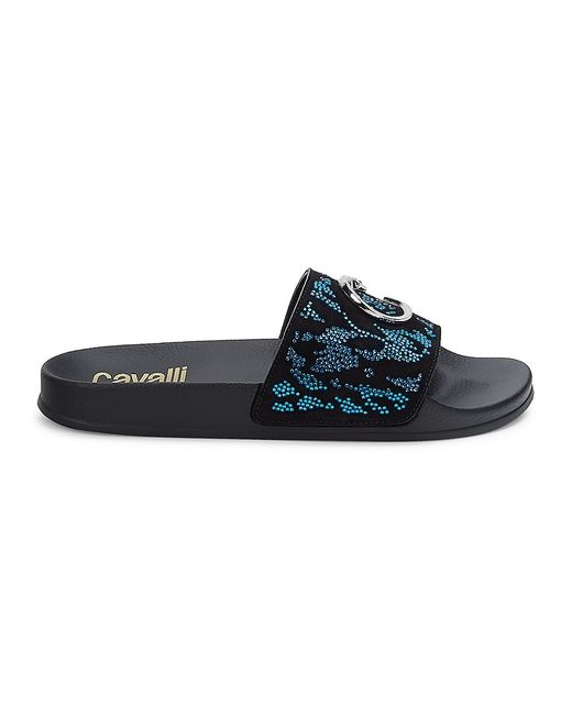 Class Roberto Cavalli Embellished Suede Slides Sandals