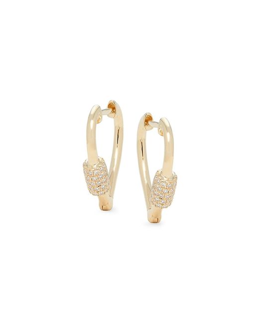 Saks Fifth Avenue 14K 0.24 TCW Diamond Heart Huggie Earrings