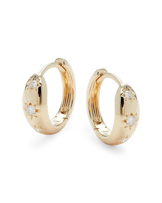 Saks Fifth Avenue 14K 0.10 TCW Diamond Star Huggie Hoop Earrings