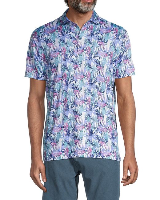 TailorByrd Palm Trees-Print Performance Polo