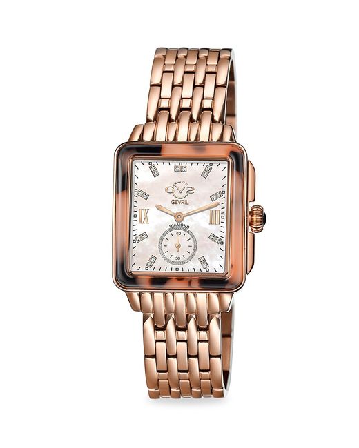Gv2 Bari Tortoise 34MM Goldtone Stainless Steel Mother-Of-Pearl Diamond Bracelet Watch