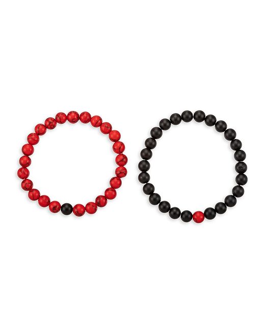 Eye Candy LA Noac 2-Piece Red Agate Stretch Bracelet Set