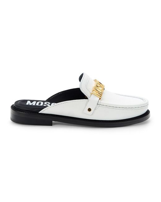 Moschino Couture Logo Leather Moccasin Mules 41 11
